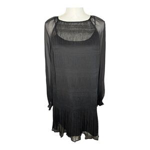 MANGO MNG Women’s Size‎ 6 Medium Black Textured Flowy Dress
